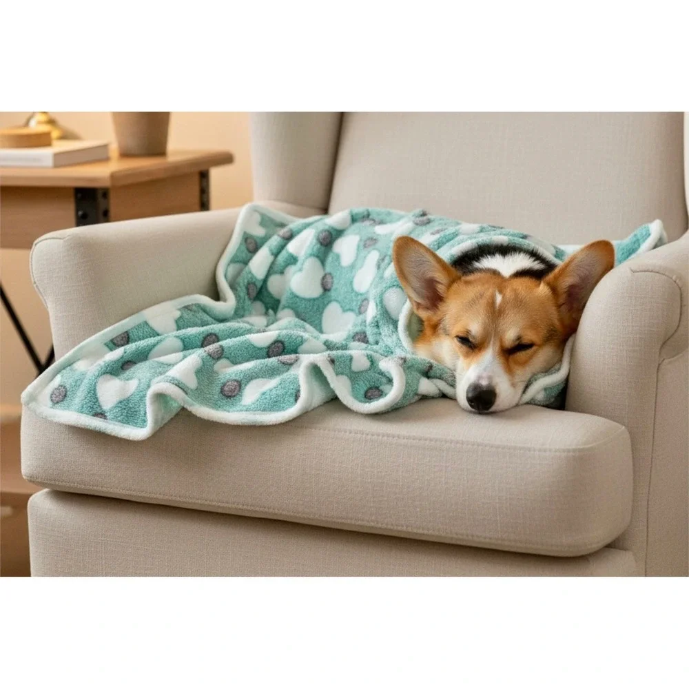 Warm‎ Soft Plush Premium Fleece Pet Cat Dog Heart Blanket GREEN 41'x30